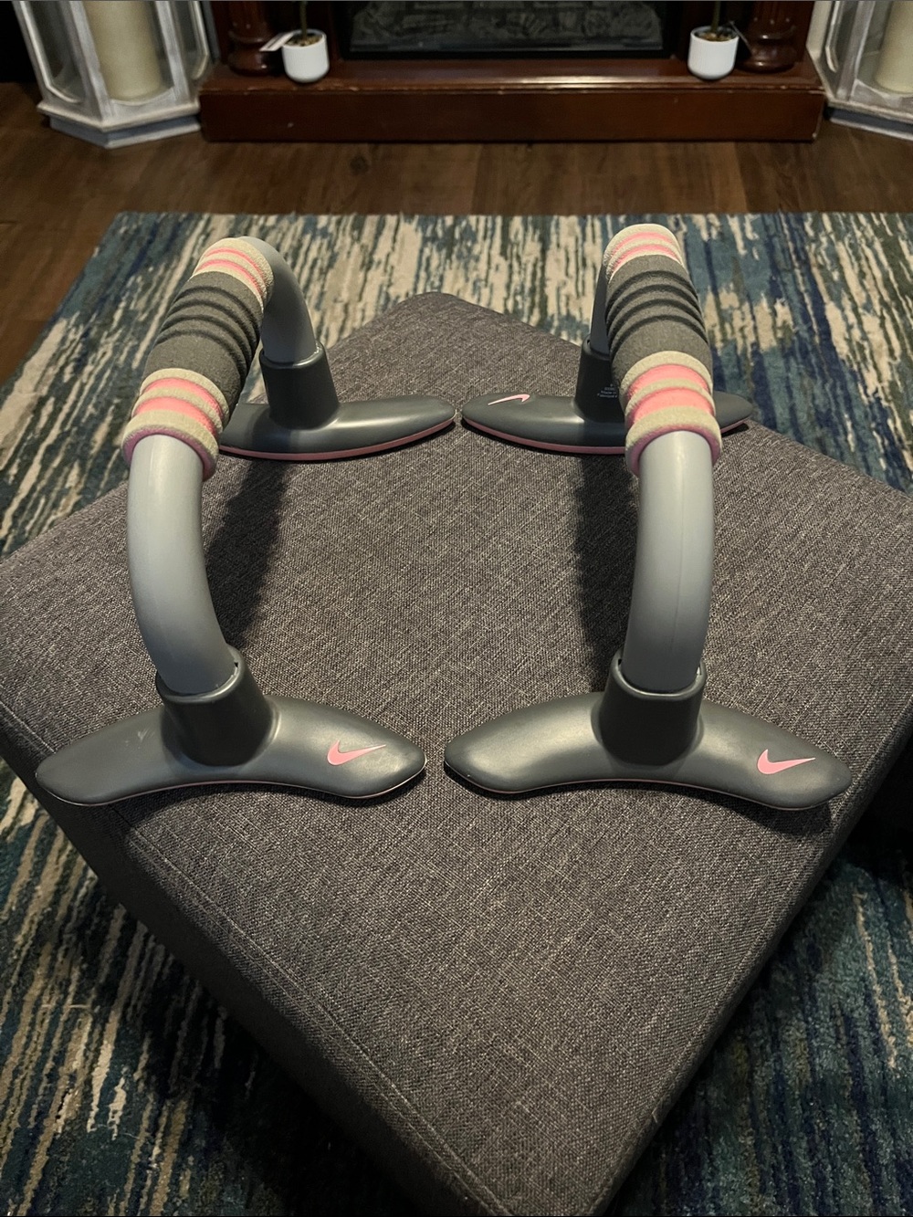 Nike Gray Push-Up Bars with Pink Accent